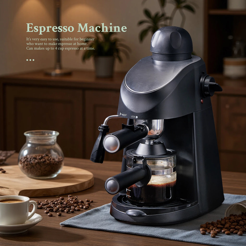 3.5Bar Espresso Coffee Maker, Compact Espresso Machine with Milk Frother Steam Wand, Multi-function Espresso & Cappuccino Latte Maker, Black