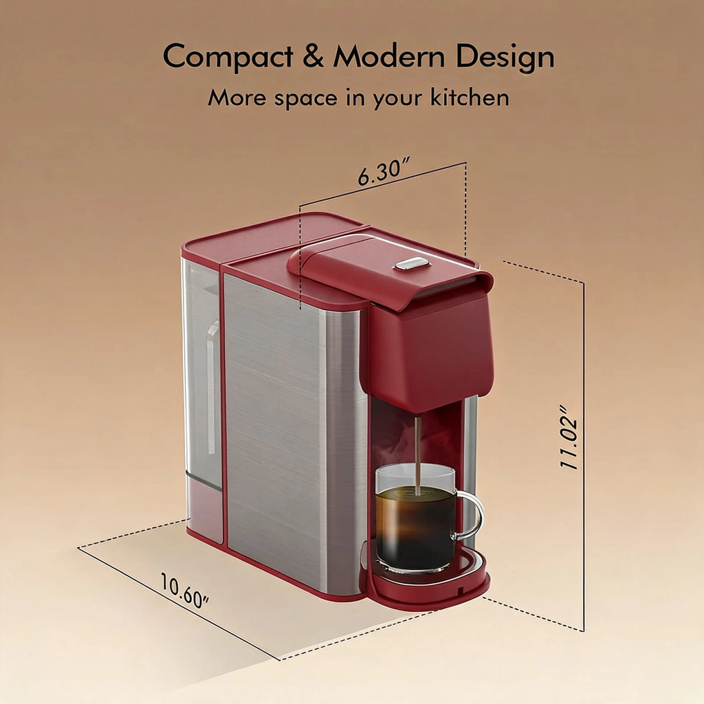 Single Serve Coffee Machine, 3-in-1 Pod Coffee Maker for K-Pod Capsule, Ground Coffee, and Leaf Tea with 6-10 oz Cup Size, 5