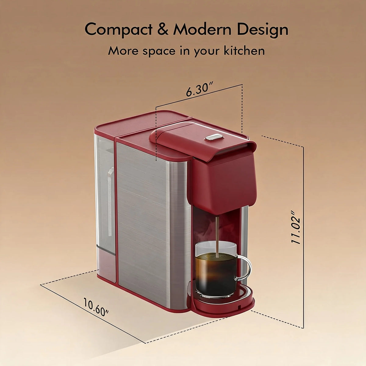 Single Serve Coffee Machine, 3-in-1 Pod Coffee Maker for K-Pod Capsule, Ground Coffee, and Leaf Tea with 6-10 oz Cup Size, 5