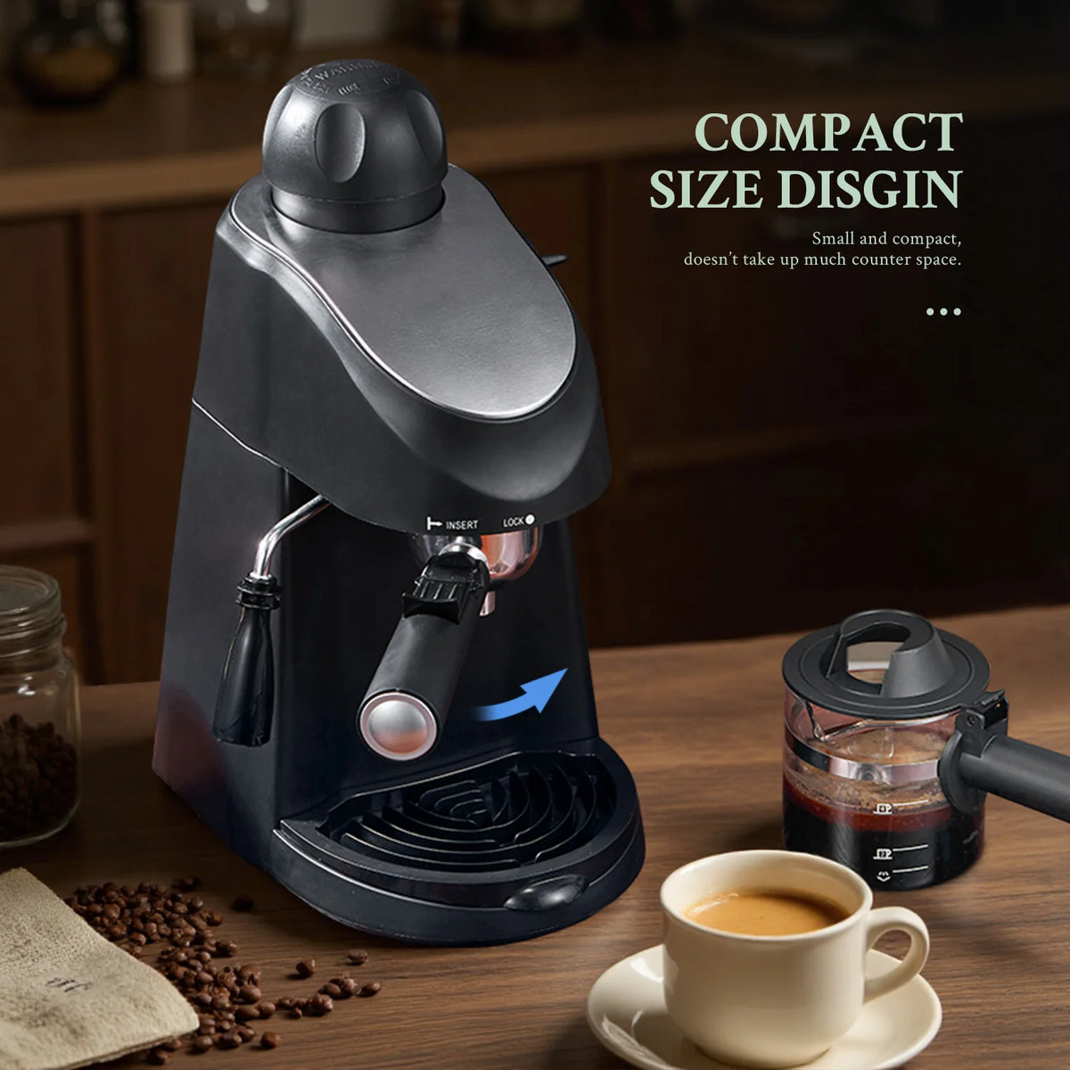 3.5Bar Espresso Coffee Maker, Compact Espresso Machine with Milk Frother Steam Wand, Multi-function Espresso & Cappuccino Latte Maker, Black