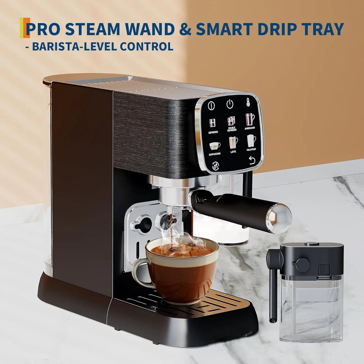 20 Bar Fully Automatic Espresso Machine, Professional Coffee Maker with Built-in Auto Milk Frother, Touchscreen Control, Fast Quick Start & Constant Heating System for Latte Cappuccino