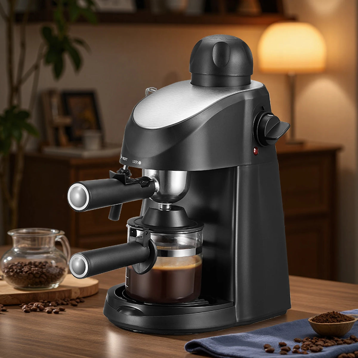 3.5Bar Espresso Coffee Maker, Compact Espresso Machine with Milk Frother Steam Wand, Multi-function Espresso & Cappuccino Latte Maker, Black